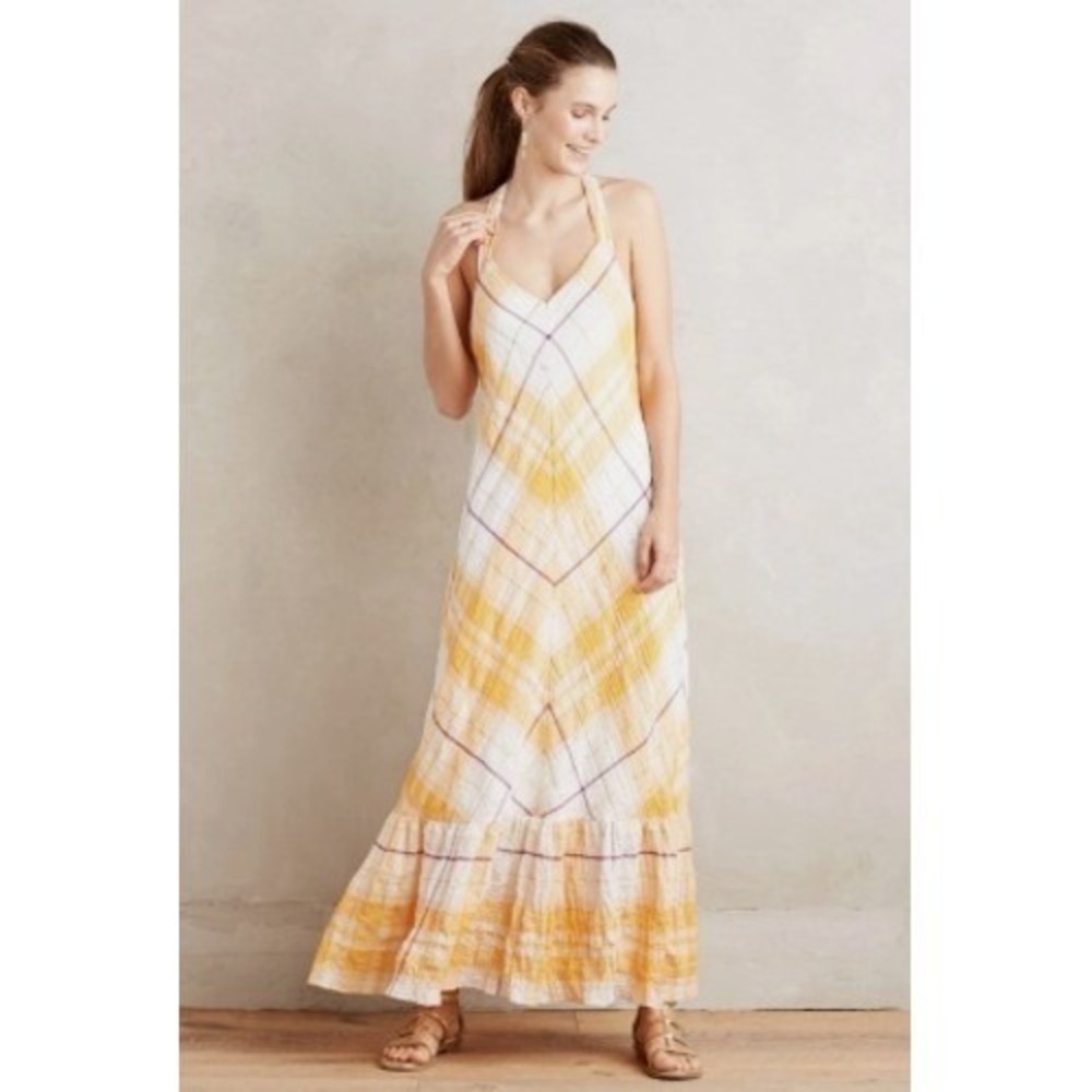 Anthropologie Clementine plaid Coastal boho Maxi Dress by Holding Horses size M